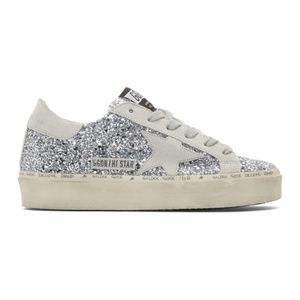 Golden Goose Silver Glitter Hi Star Sneakers- Preworn Condition (With Dust Bag)